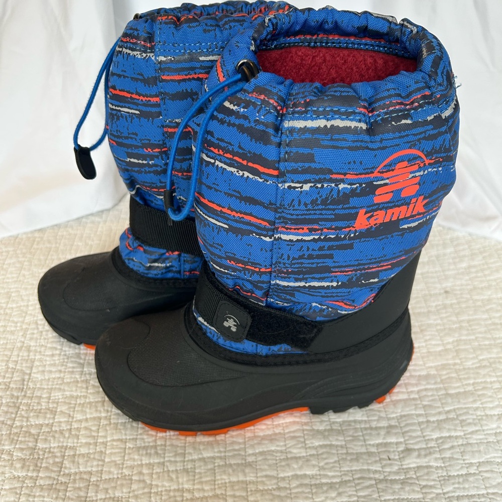 Kamik Kids' Striped Blue and Black Snow Boots